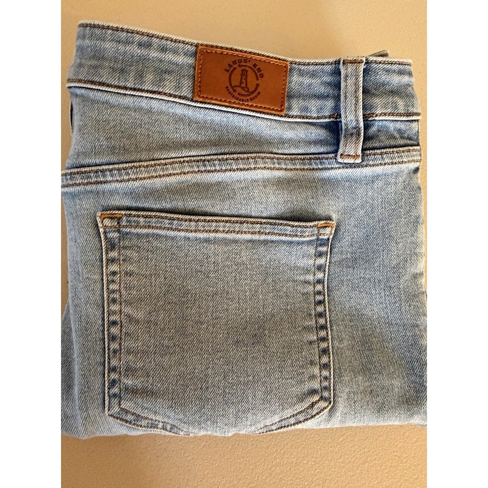 Lands' End Sustainable Denim Women's 12P Light Wash Mid Rise Skinny Jeans 34x26